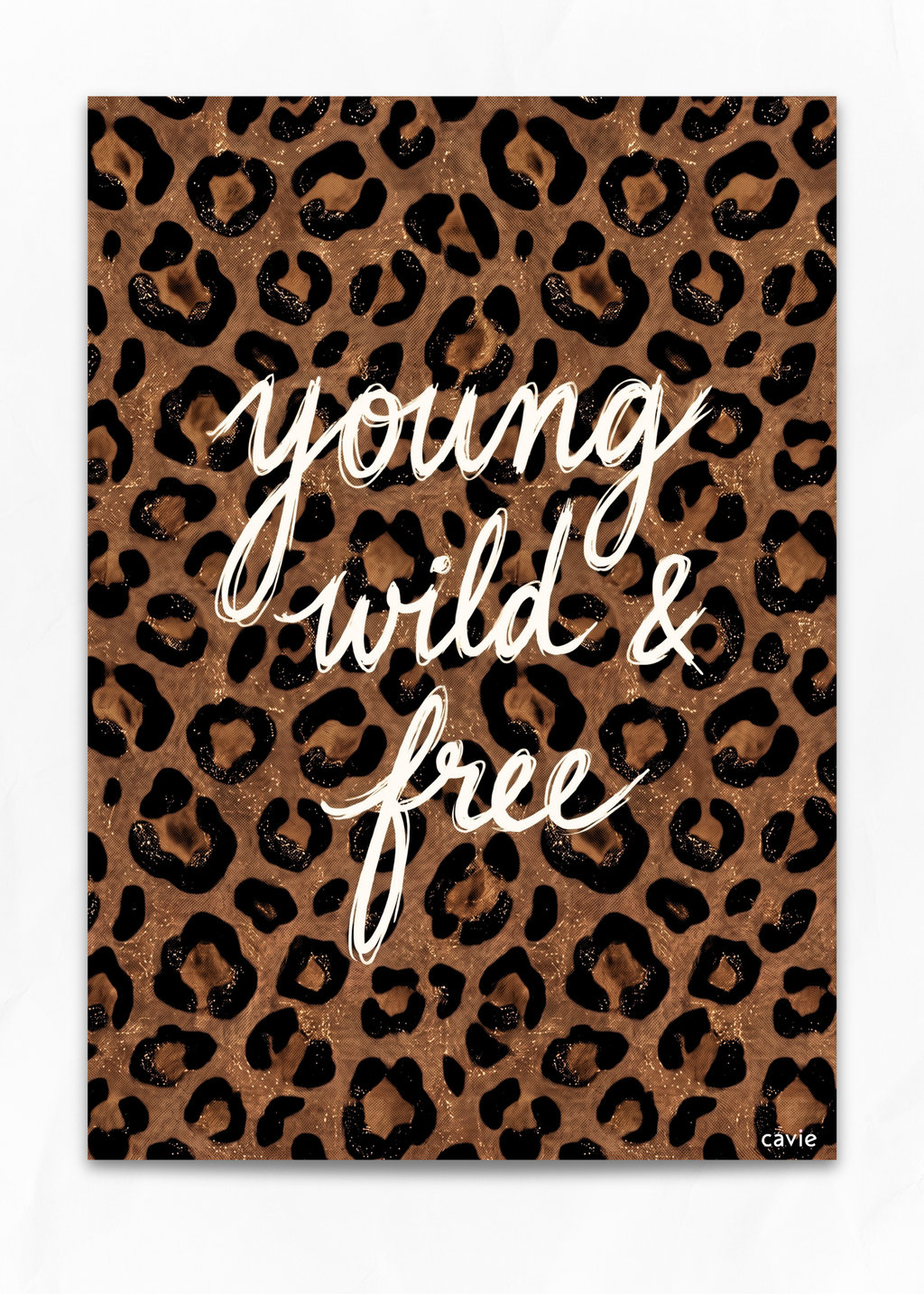 Young Wild Free planner dashboard insert, leopard print script, A5 six-ring cover page by Cavie