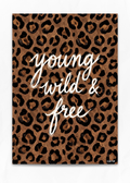 Young Wild Free planner dashboard insert, leopard print script, A5 six-ring cover page by Cavie