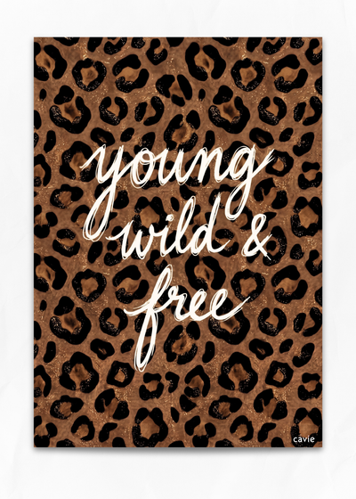 Young Wild Free planner dashboard insert, leopard print script, A5 six-ring cover page by Cavie
