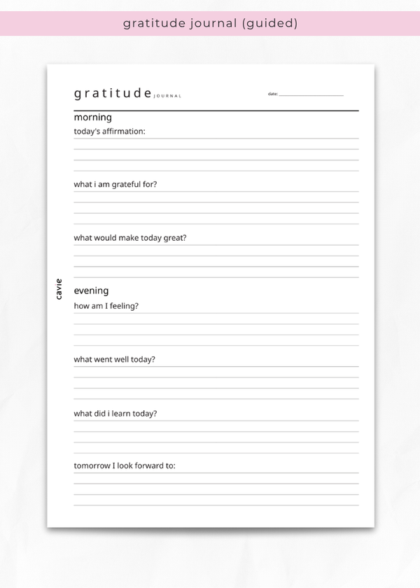 Guided Gratitude Journal Insert