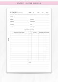 a student course overview with course detail directives and assignment tracking