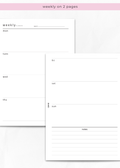 Two-page weekly planner insert for A5 six-ring binders by Cavie, week across two pages